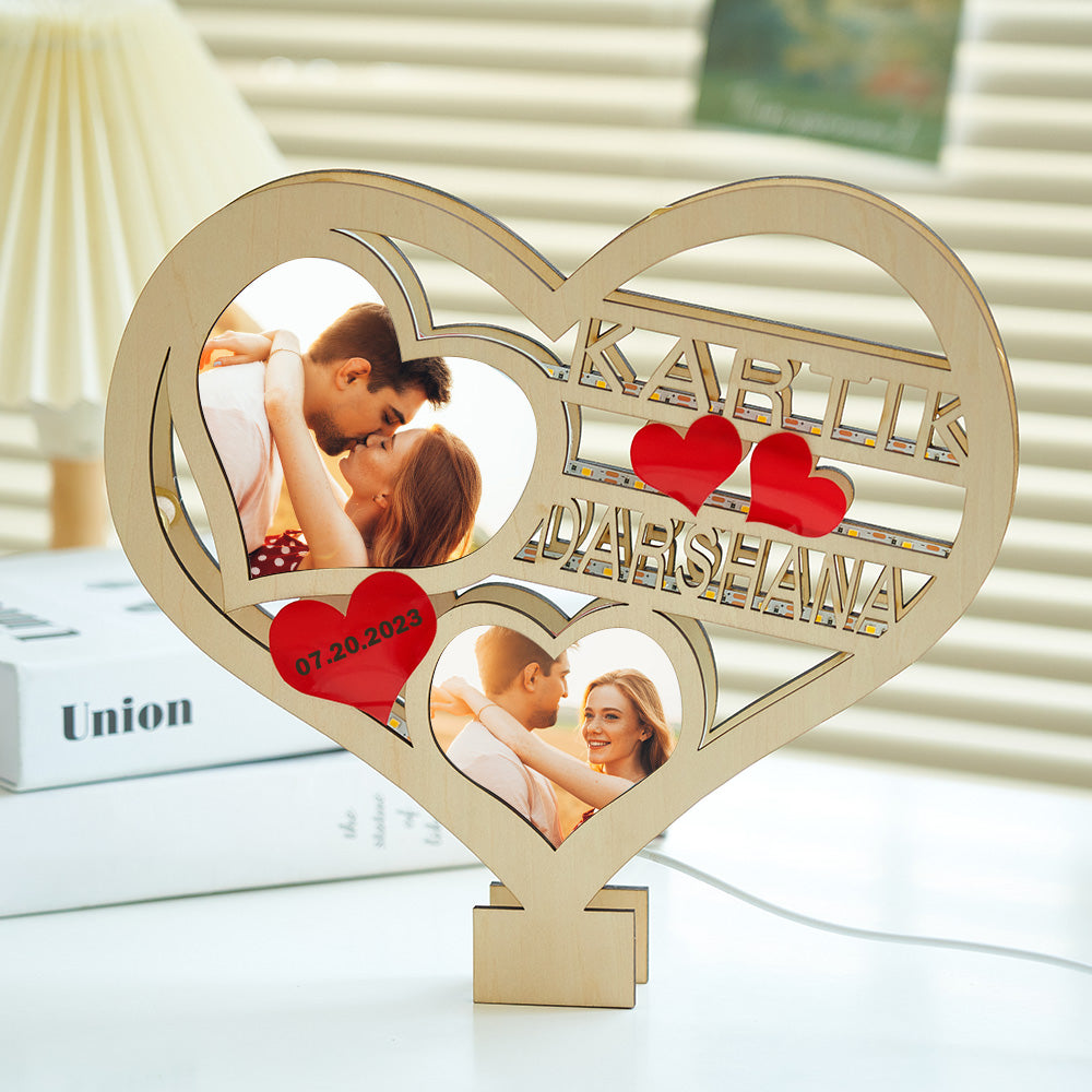 Custom Heart Photo Heart Photo Lamp - gift for husband, wife, girlfriend, boyfriend - Personalized Lamp