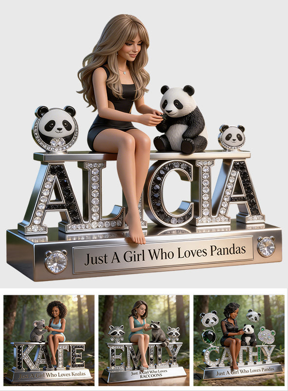 Love Animals - Personalized Panda Lover Custom Shaped Acrylic Plaque