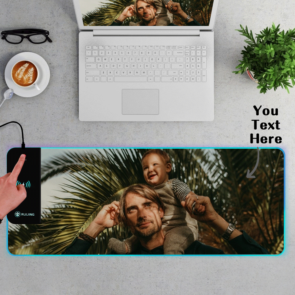 Any Photo - Personalized RGB Wireless Charger Photo LED Mouse Pad