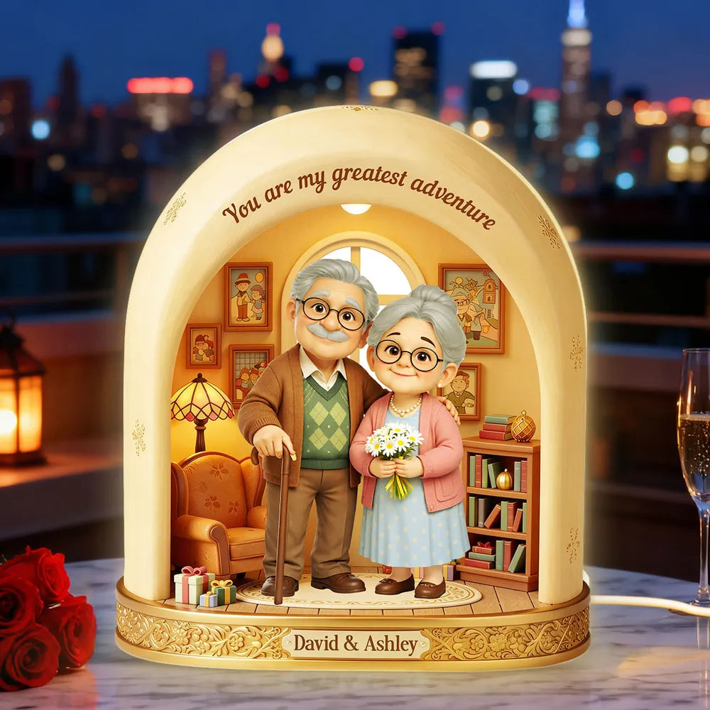 You are my greatest adventure Acrylic Light Box, Personalized Sweet Couple Keepsake Lamp for Bedroom or Bookshelf Gift