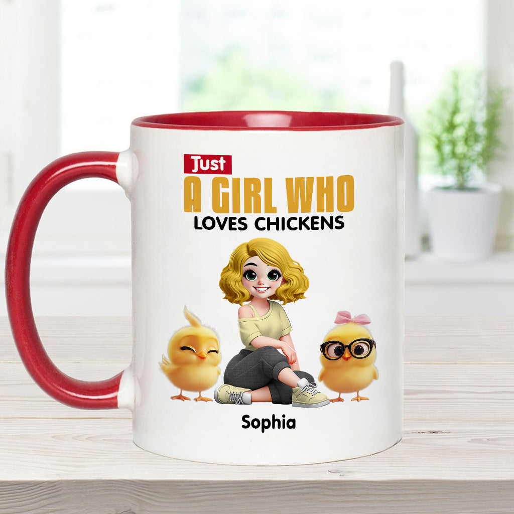 Just A Girl Who Loves Chickens - Personalized Chicken Accent Mug