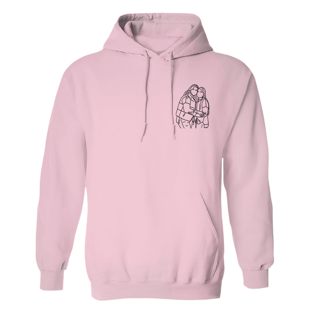 Custom Line Art - Personalized Sibling Embroidered Hoodie