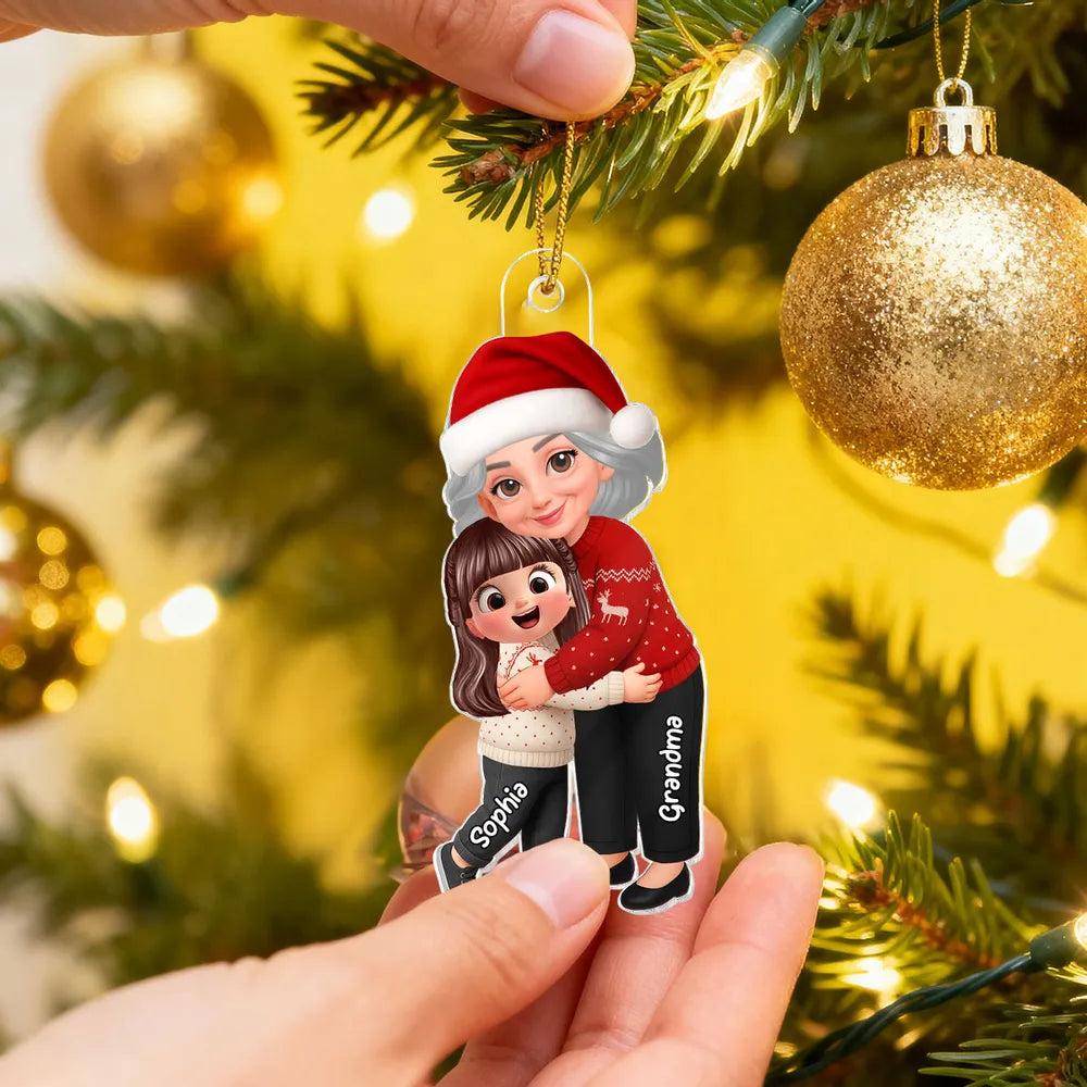 Christmas Grandma & Grandchild Acrylic Ornament – Heartwarming Family Decoration, Perfect Gift for Grandparents