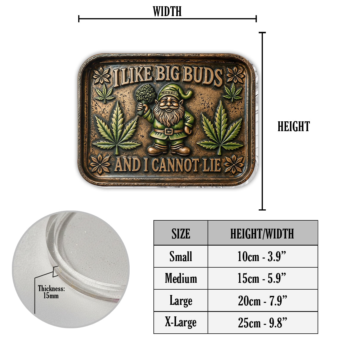 I Like Big Buds, Gnome Rolling Tray & Lighter - Personalized Weed Catch-All Tray With Lighter
