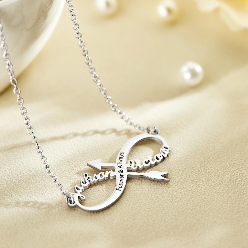 Infinity Arrow Name - Personalized Couple Infinity Arrow Necklace