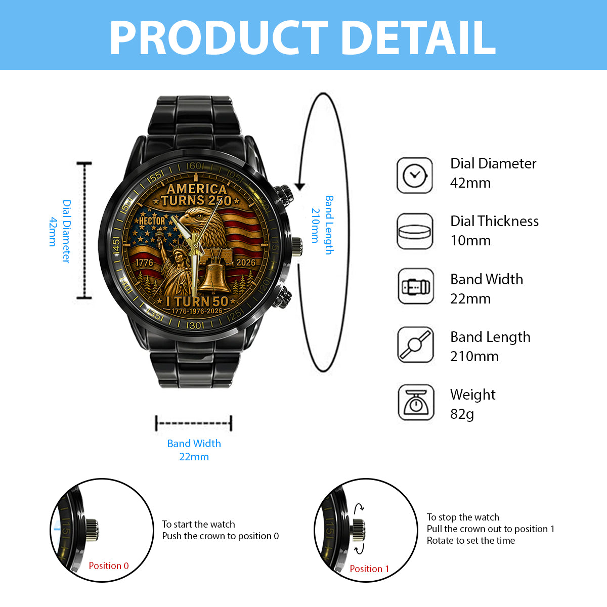 250 Anniversary - Personalized Birthday Hand Watch