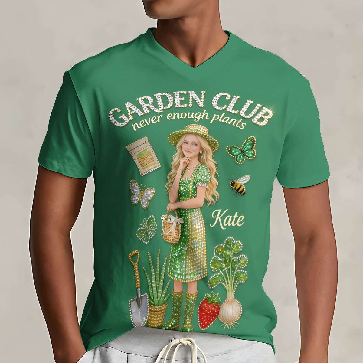 Garden Club - Personalized Gardening Fully Printed V-Neck T-Shirt