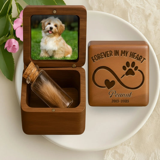 Wooden Pet Memorial Box with Photo Display, Heartfelt Keepsake for Lasting Memories, Perfect Sympathy Gift for Pet Owners
