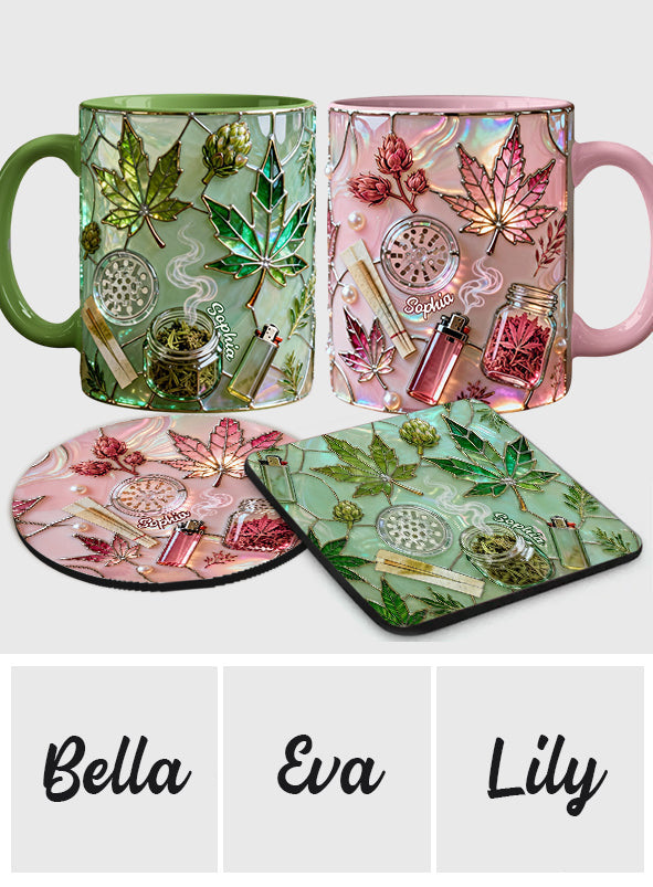 Green Magic Leaf - Personalized Weed Accent Mug & Coaster
