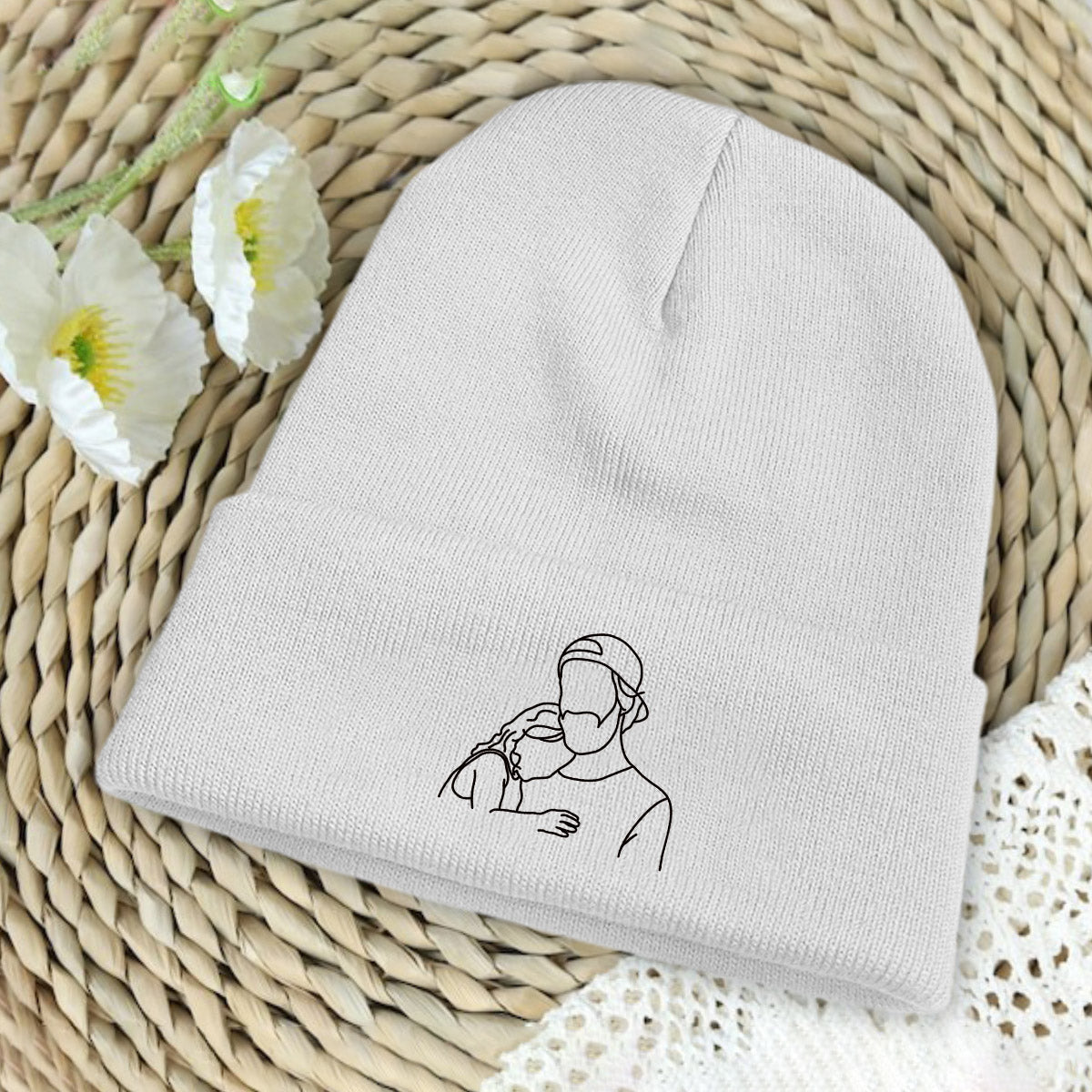 Custom Photo - Personalized Father Embroidered Beanie