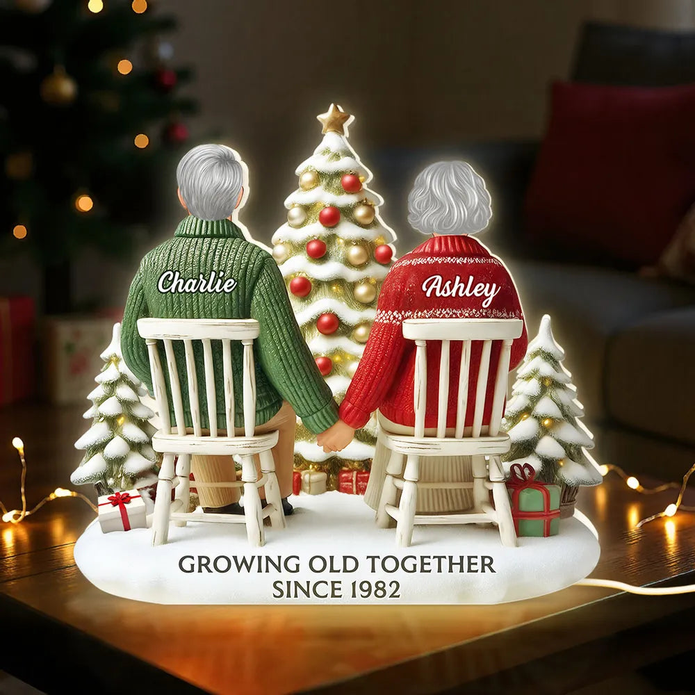 Custom Couple Acrylic Light Box with Cozy Christmas Tree, Soft Bedroom Lamp and Unique Romantic Gift