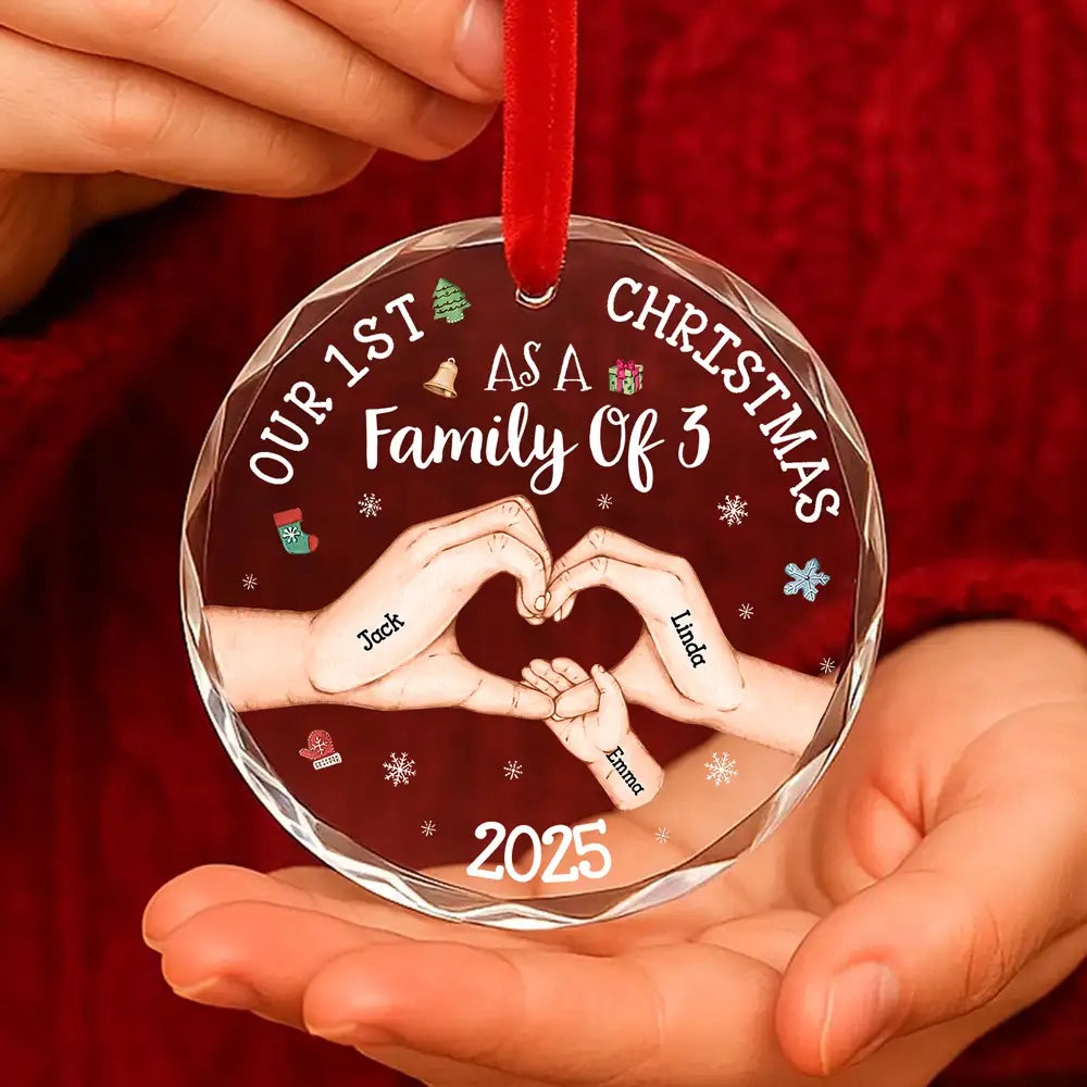 Custom Crystal Ornament - First Christmas Family Gift