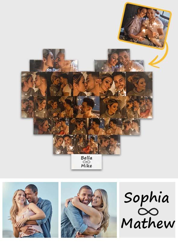 Custom Heart Photo Lamp - Personalized Couple Lamp