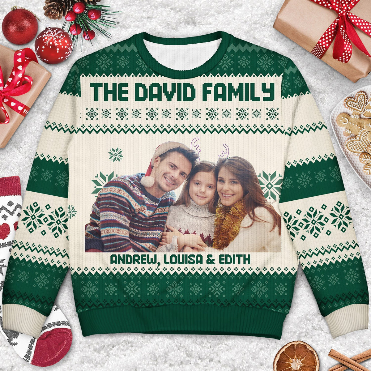 Personalized Christmas Printed Sweatshirt with Custom Family Photo – Cozy Holiday Keepsake & Unique Gift for Parents or Grandparents