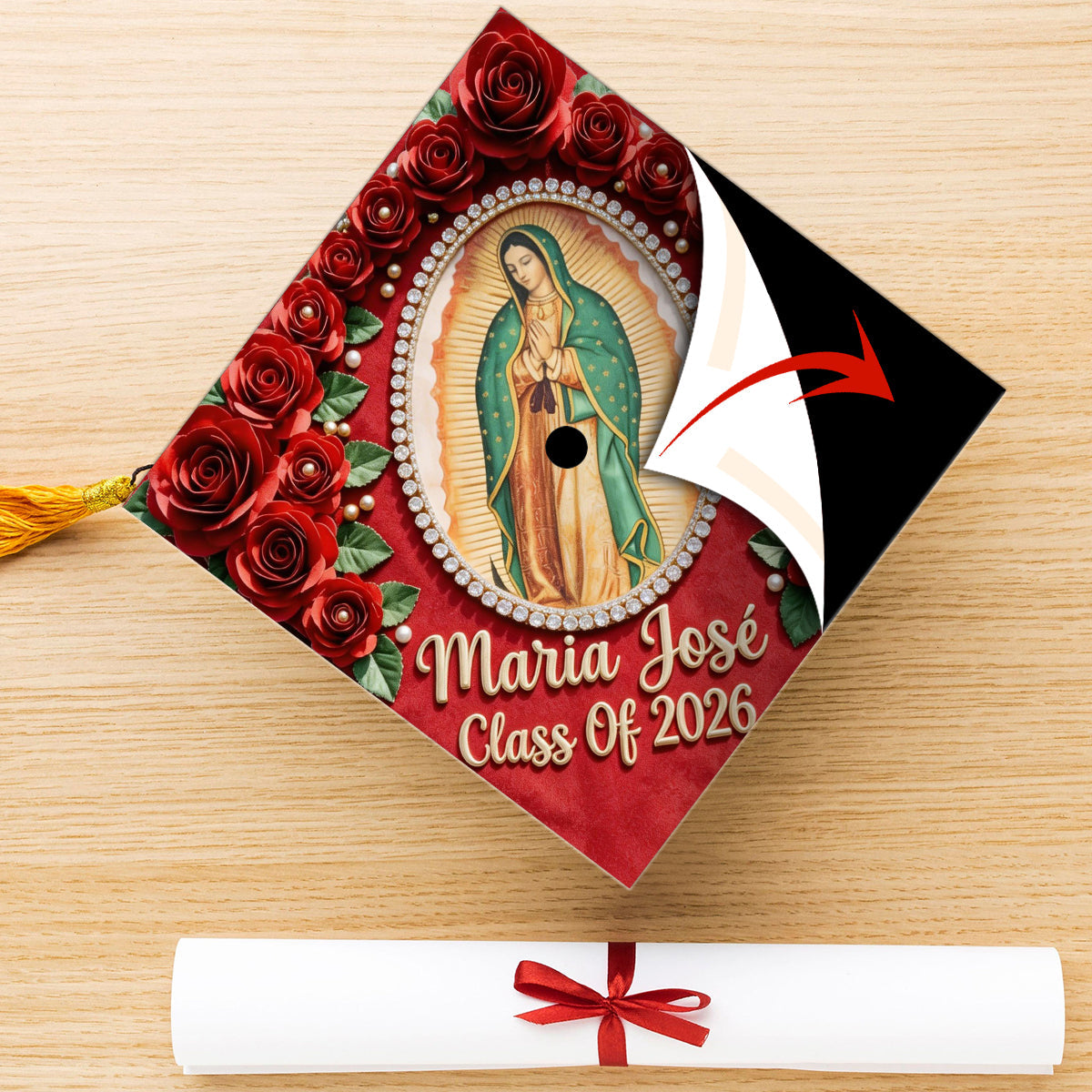 Lady Of Guadalupe - Personalized Graduation Cap Topper