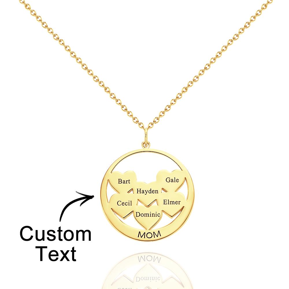 Custom Engraved Circle Hearts Necklace Charm - Personalized Necklace