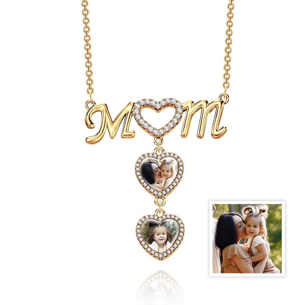 I Love You Mom - Personalized Mother Photo Heart Mom Necklace