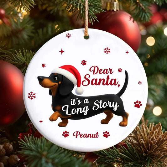 Personalized Dachshund Ceramic Ornament with Cute Quote – Funny Christmas Tree Decor & Unique Gift for Dog Lovers