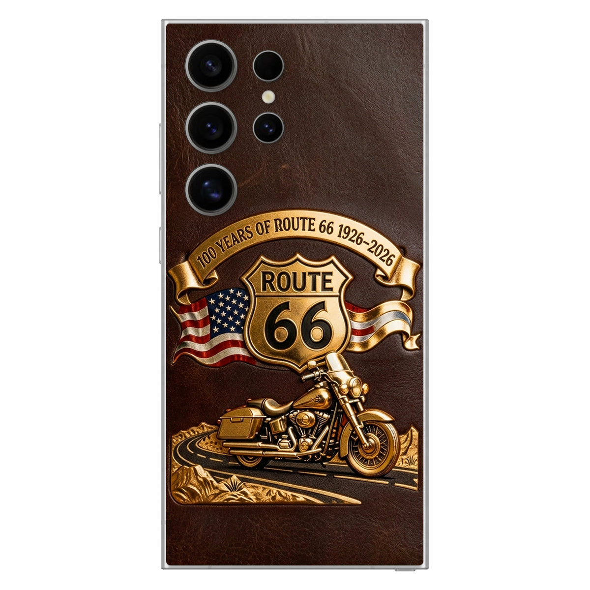 100 Years Of Route Personalized Gifts For Bikers - Personalized Biker 3D Embossed Leather Phone Case