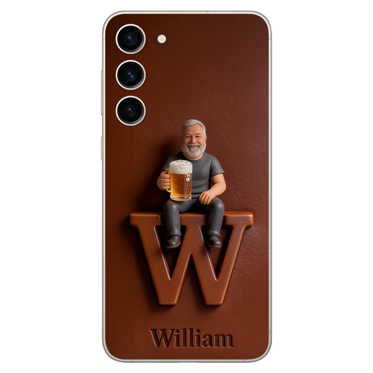 Custom Any Photo - Personalized Beer 3D Embossed Leather Phone Case