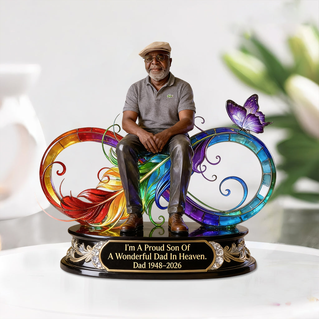 Dad In Heaven - Personalized Memorial Custom Shaped Acrylic Plaque
