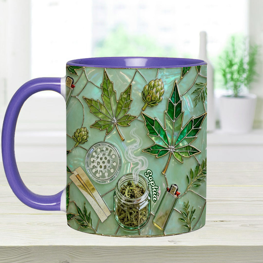 Green Magic Leaf - Personalized Weed Accent Mug & Coaster