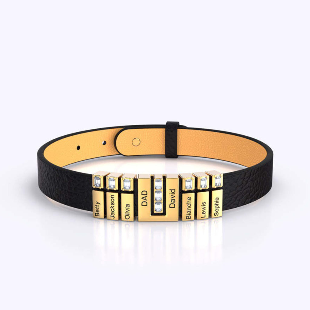 Dad's Bracelet With Charms - Personalized Father Men's Bracelet With Charms