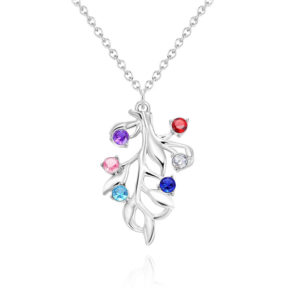 Family Birthstone - Personalized Family Diamond Tree Birthstone Necklace