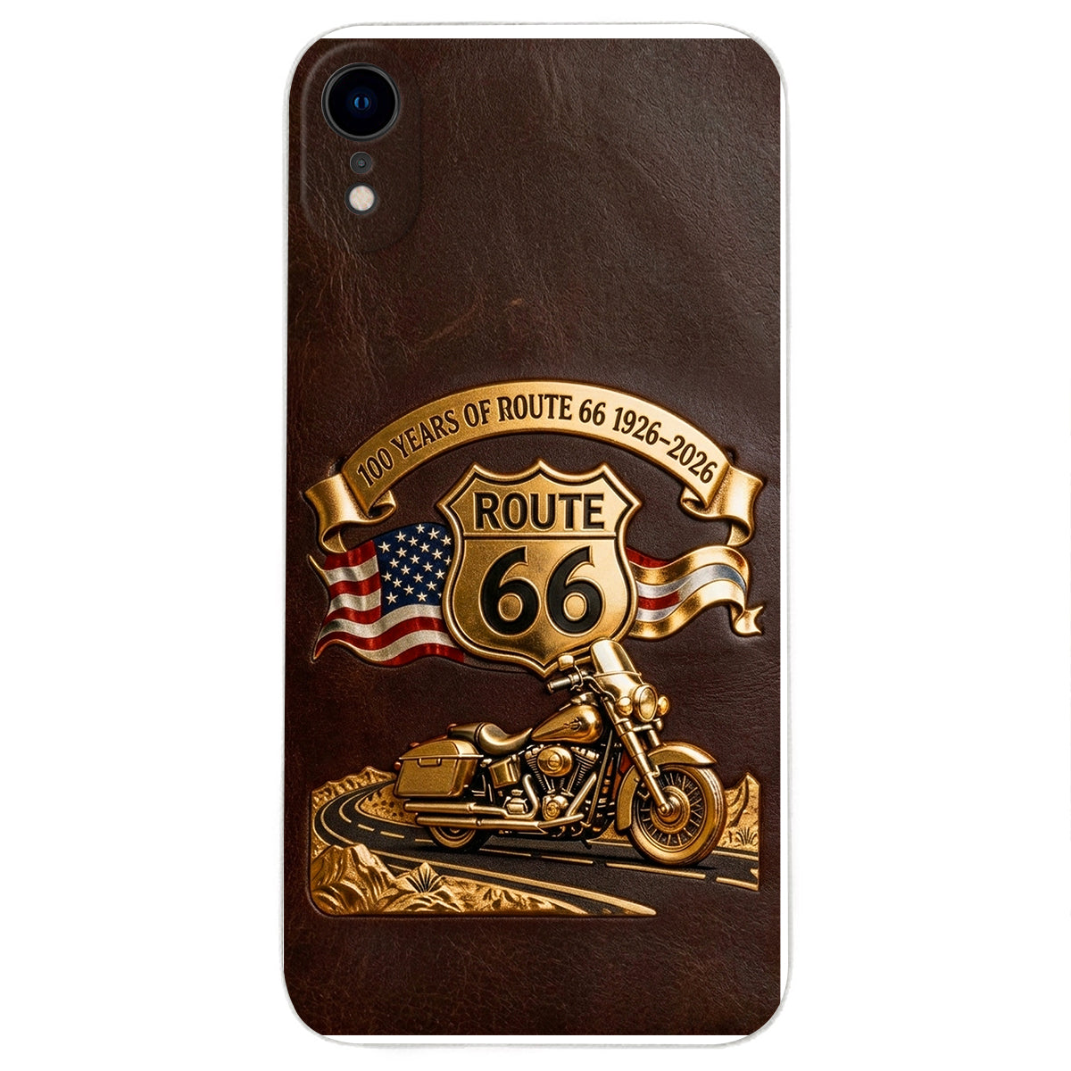 100 Years Of Route Personalized Gifts For Bikers - Personalized Biker 3D Embossed Leather Phone Case
