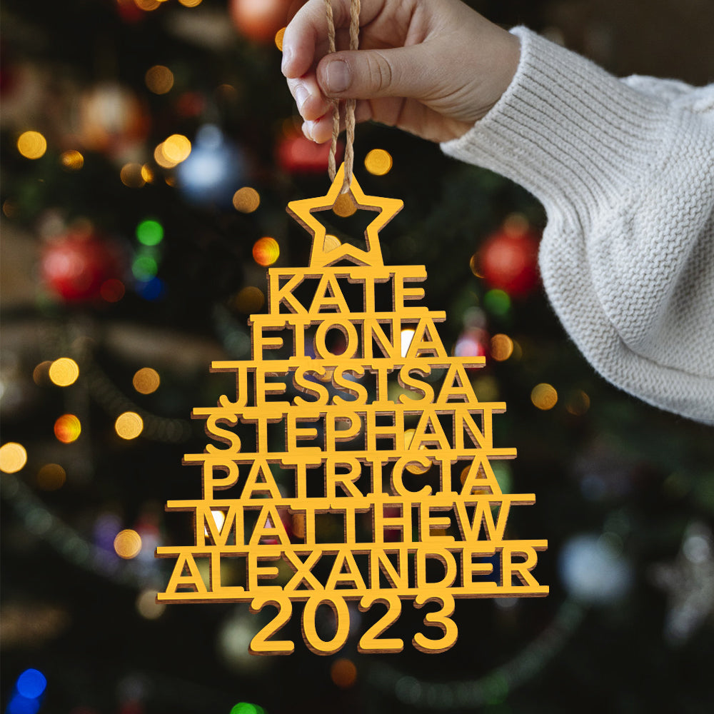 Any Name Christmas Tree - Personalized Family Any Name Christmas Tree Ornament