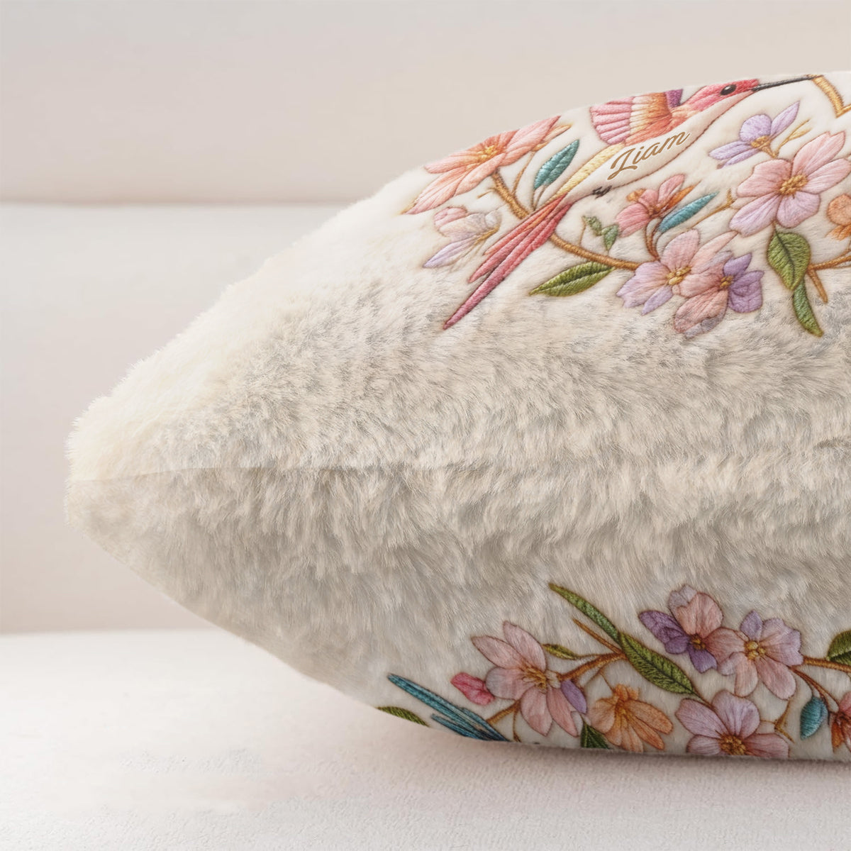 Hummingbird Nana - Personalized Grandma Faux Fur Square Pillow