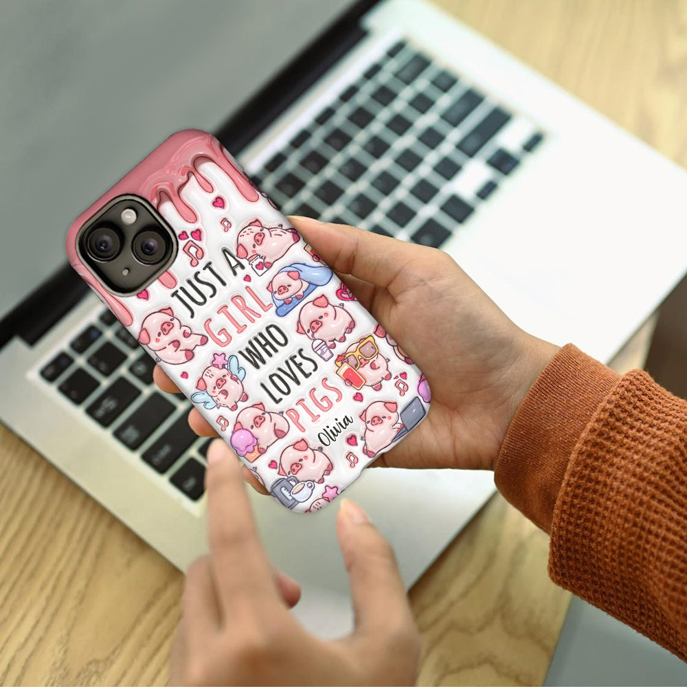 Just A Girl Who Loves Pigs - Personalized Pig Lover Full Print Phone Case