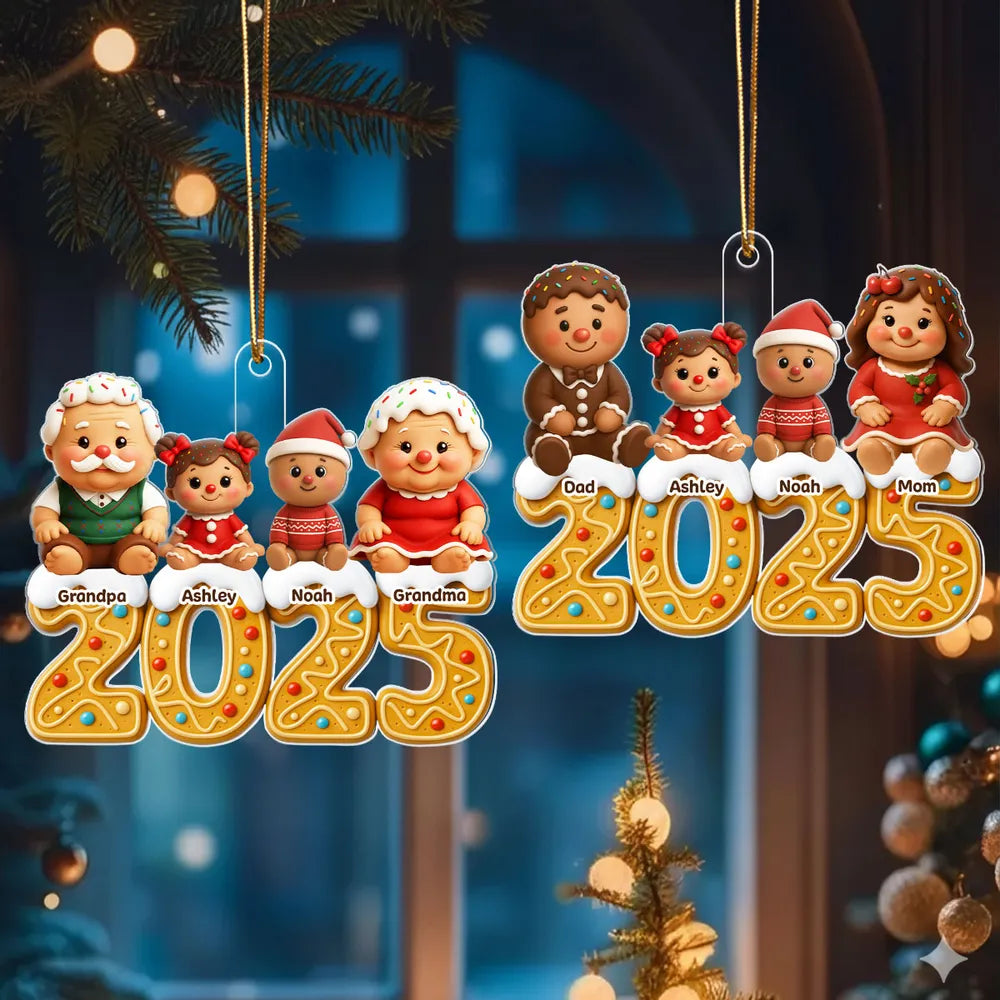 Custom Gingerbread Grandparents Acrylic Ornament for Christmas Tree, Festive Family Keepsake, Creative Holiday Gift Idea