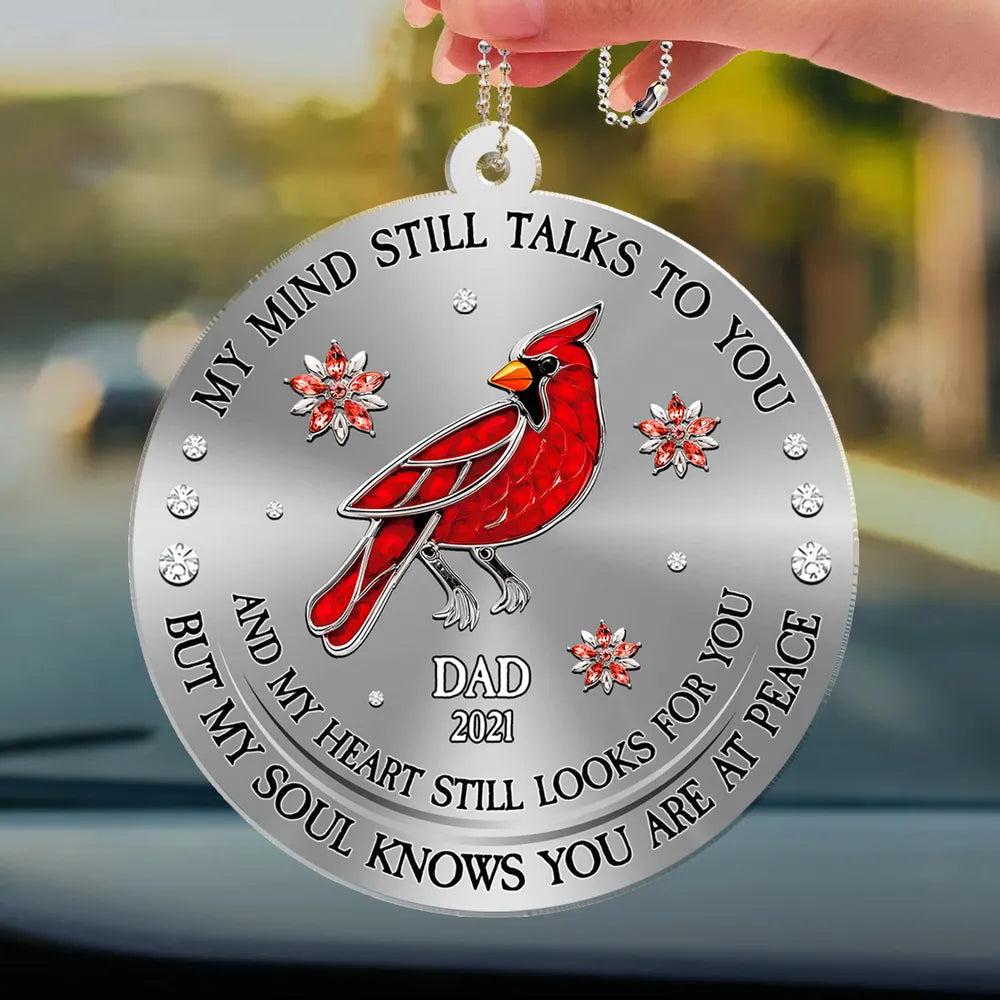 Personalized Acrylic Car Hanger Cardinal Birds Memorial Gift for Mom & Dad - A Unique Rearview Mirror Keepsake