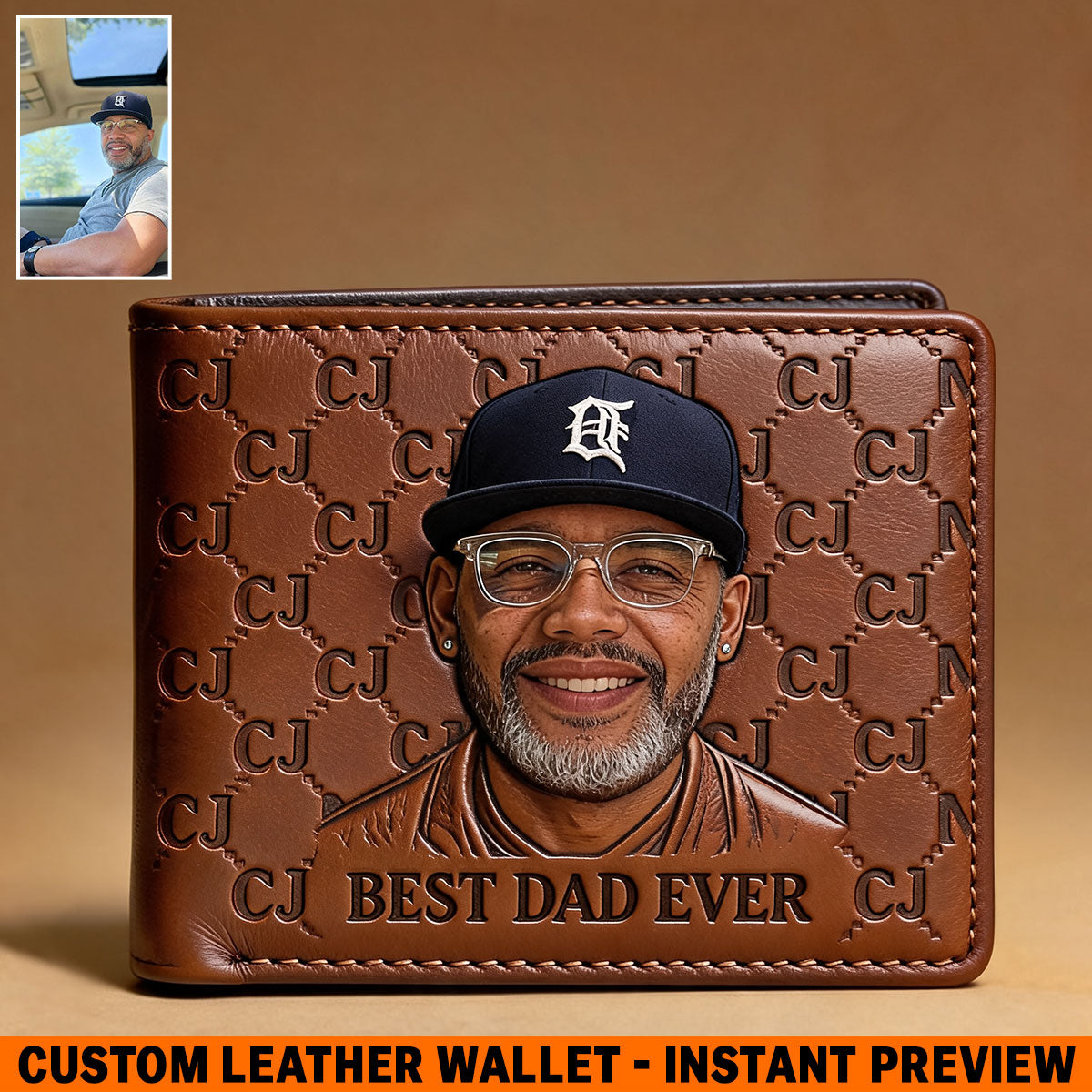 Custom Initial Monogram Gift For Father - Personalized Father Leather Wallet