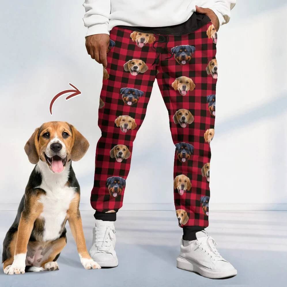 Custom Photo With Christmas Pattern Dog Men and Women's Sweatpants - Any Dog Lover Will Be Moved By This Gift