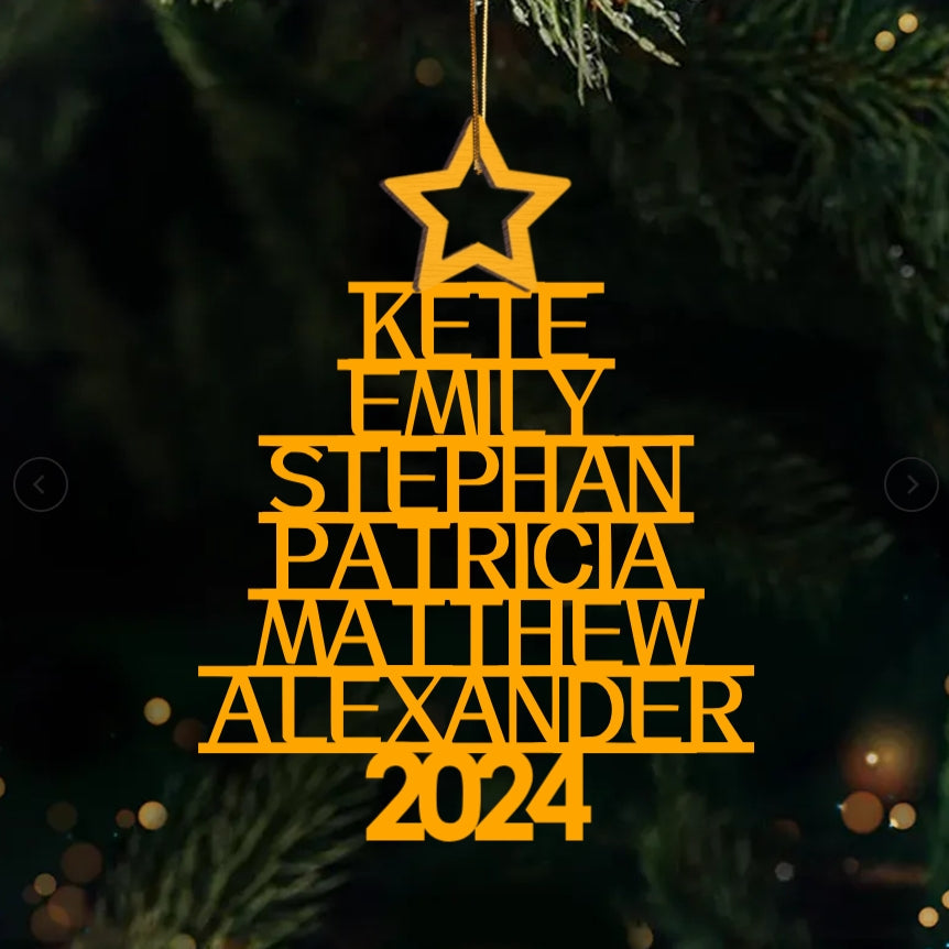 Custom Family Christmas Ornament - Personalized Wood/Acrylic Decor Gift