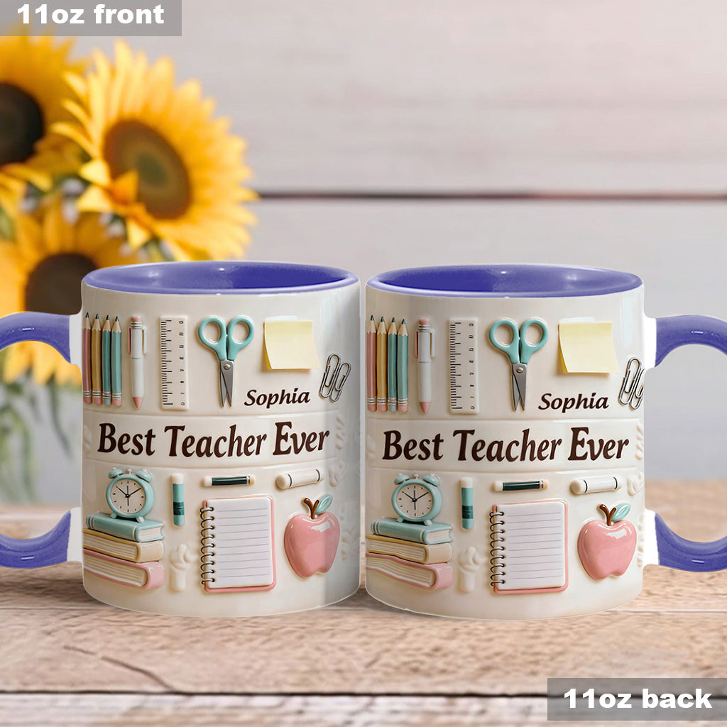 Best Teacher Ever - Personalized Teacher Accent Mug & Coaster