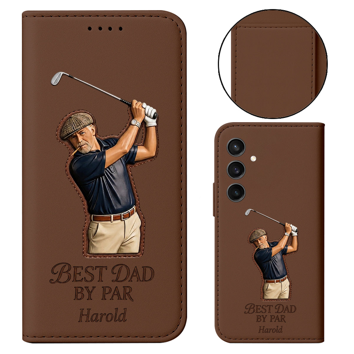 Best Dad By Par - Personalized Father Wallet Phone Case With Strap