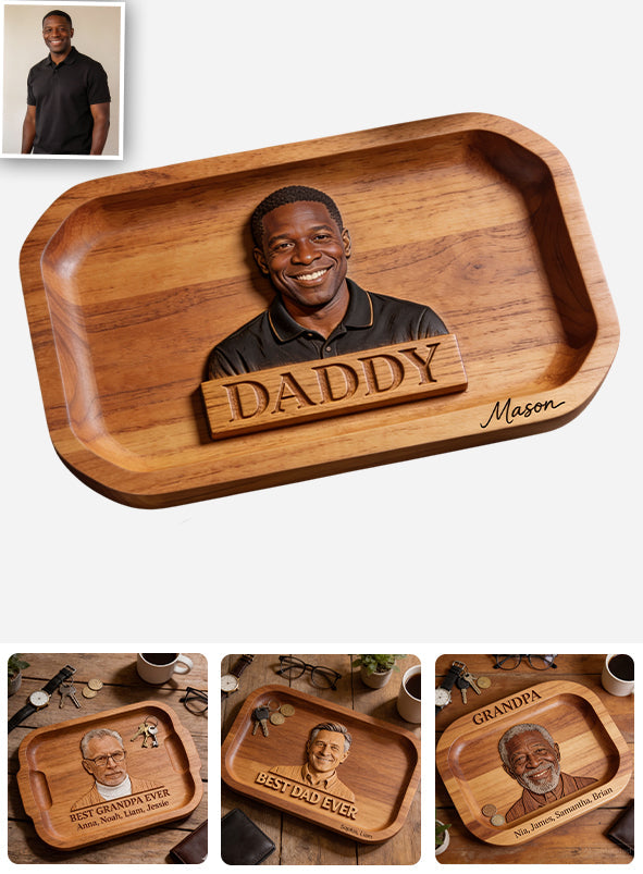 Dad Papa Everything Tray — From Real Photo - Personalized Father Catch-All Tray