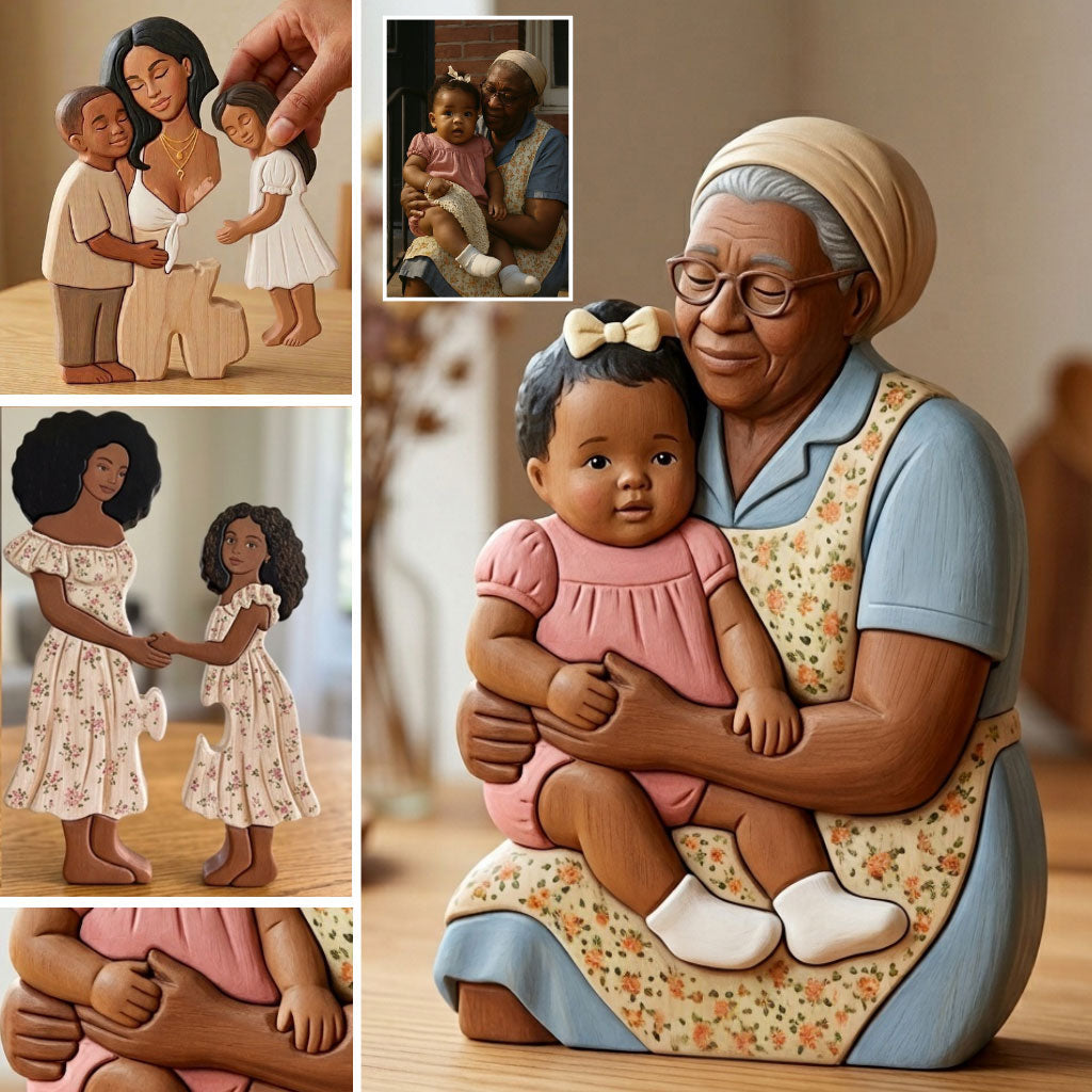 Custom Family Puzzle Piece - Personalized Grandma Shaped Wooden Puzzle