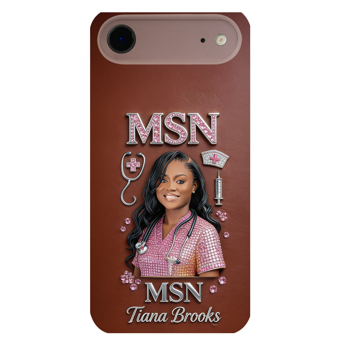 Any Title - Gifts For Nurse, Doctor - Personalized Nurse 3D Embossed Leather Phone Case
