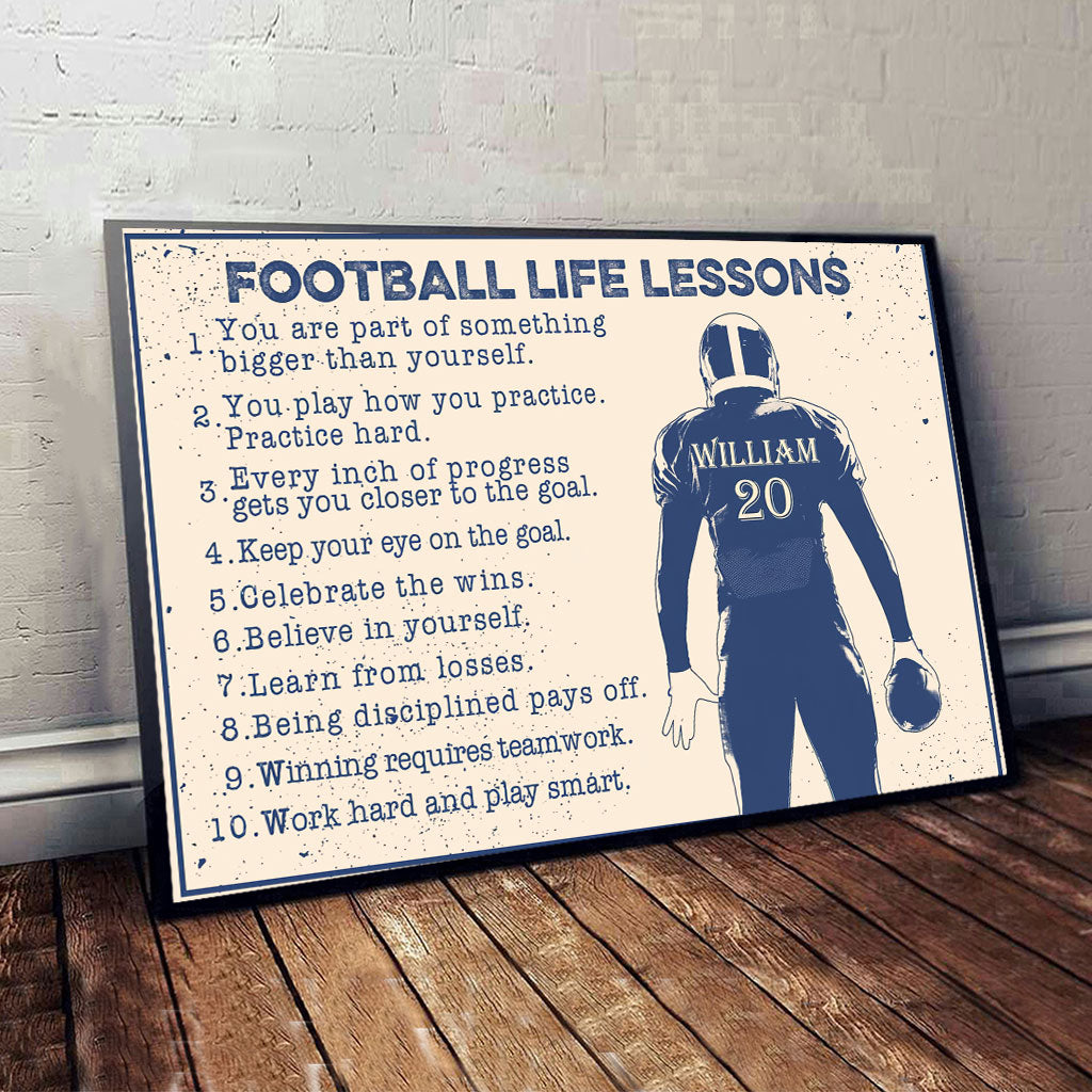 Football Life Lesson - Personalized Football Canvas And Poster
