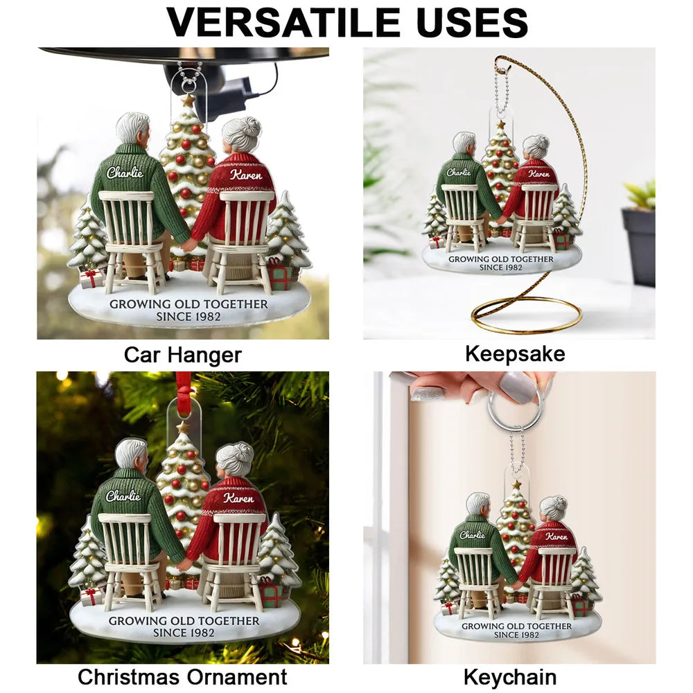 Christmas Acrylic Car Hanger for Couples – Heartwarming Holiday Keepsake, Perfect Gift for Parents or Grandparents