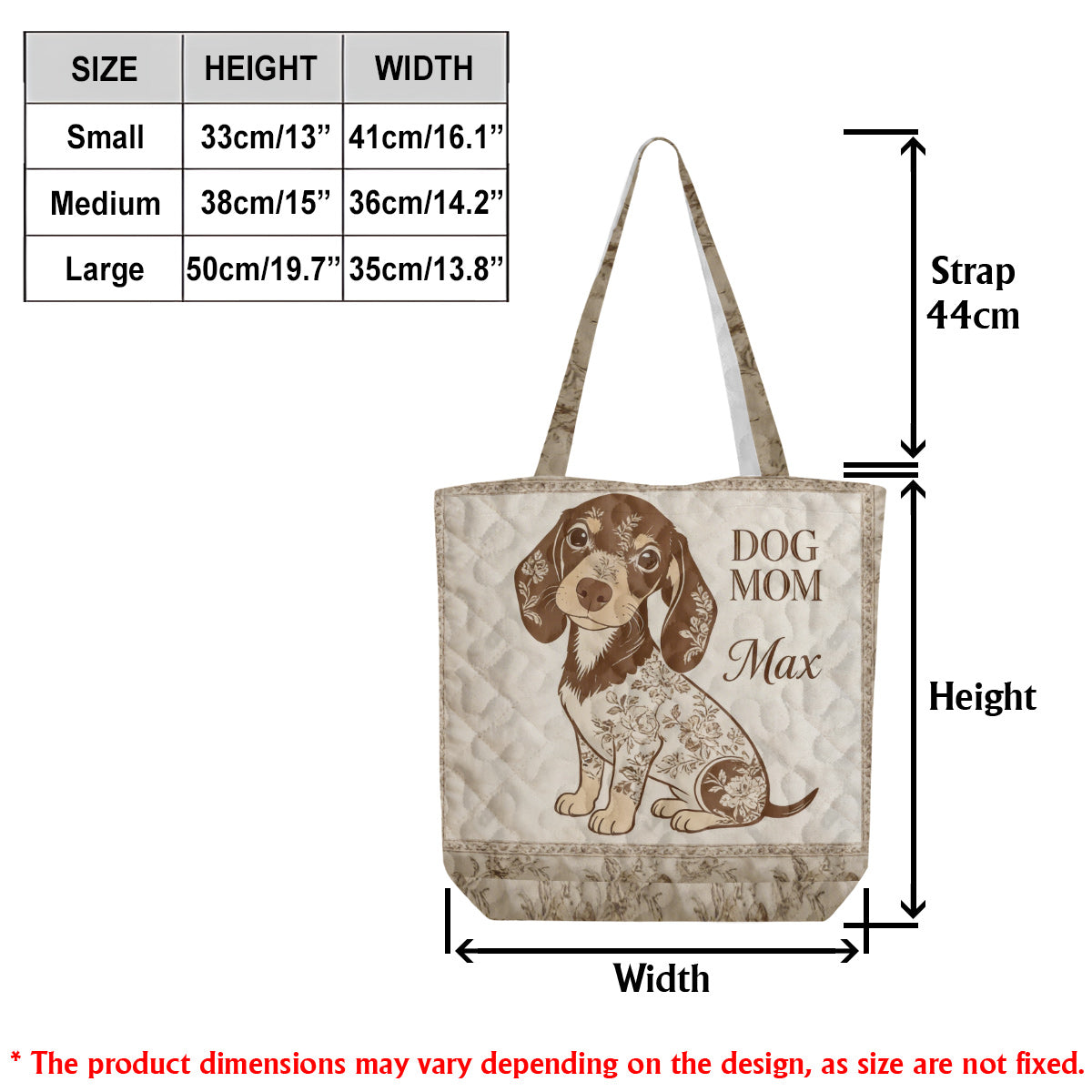 I Love My Dog - Toile De Jouy Style - Personalized Dog Quilted Tote Bag