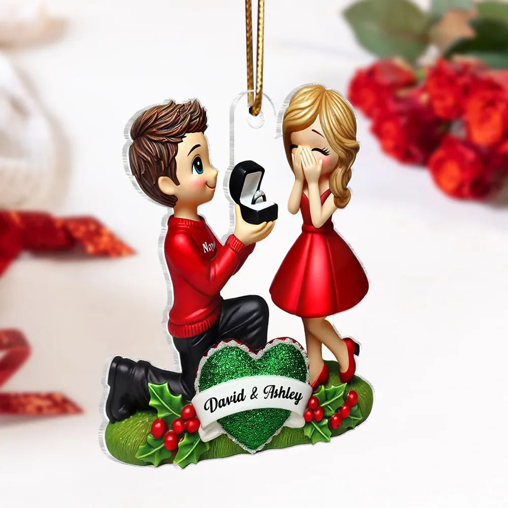 Engagement Proposal Ornament – Personalized Acrylic Ornament,  Custom Couple Keepsake