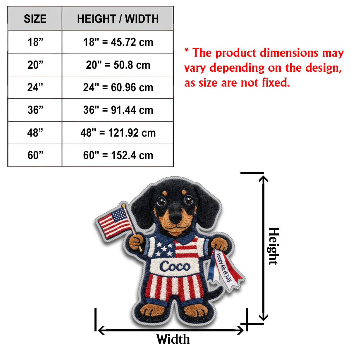 Happy 4th Of July - Personalized Dog Non-Slip Tufted Rug