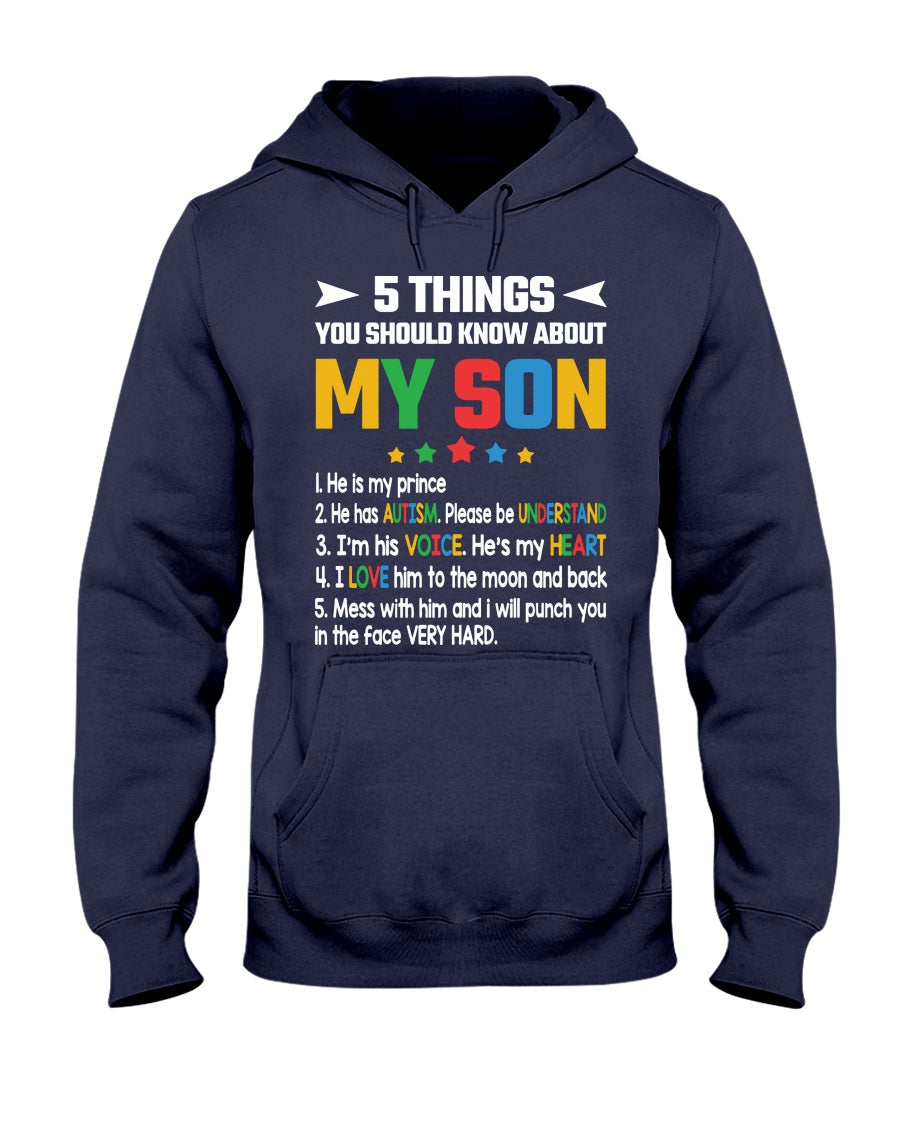 5 Things You Should Know About My Son - Autism Awareness T-shirt and Hoodie 0921