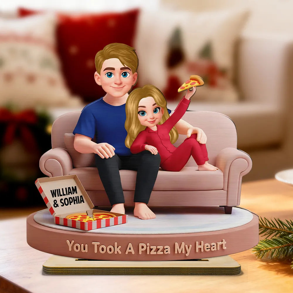 You Took A Pizza My Heart Wooden Plaque - Personalized Cute Couple Home Decor, Funny Romantic Gift