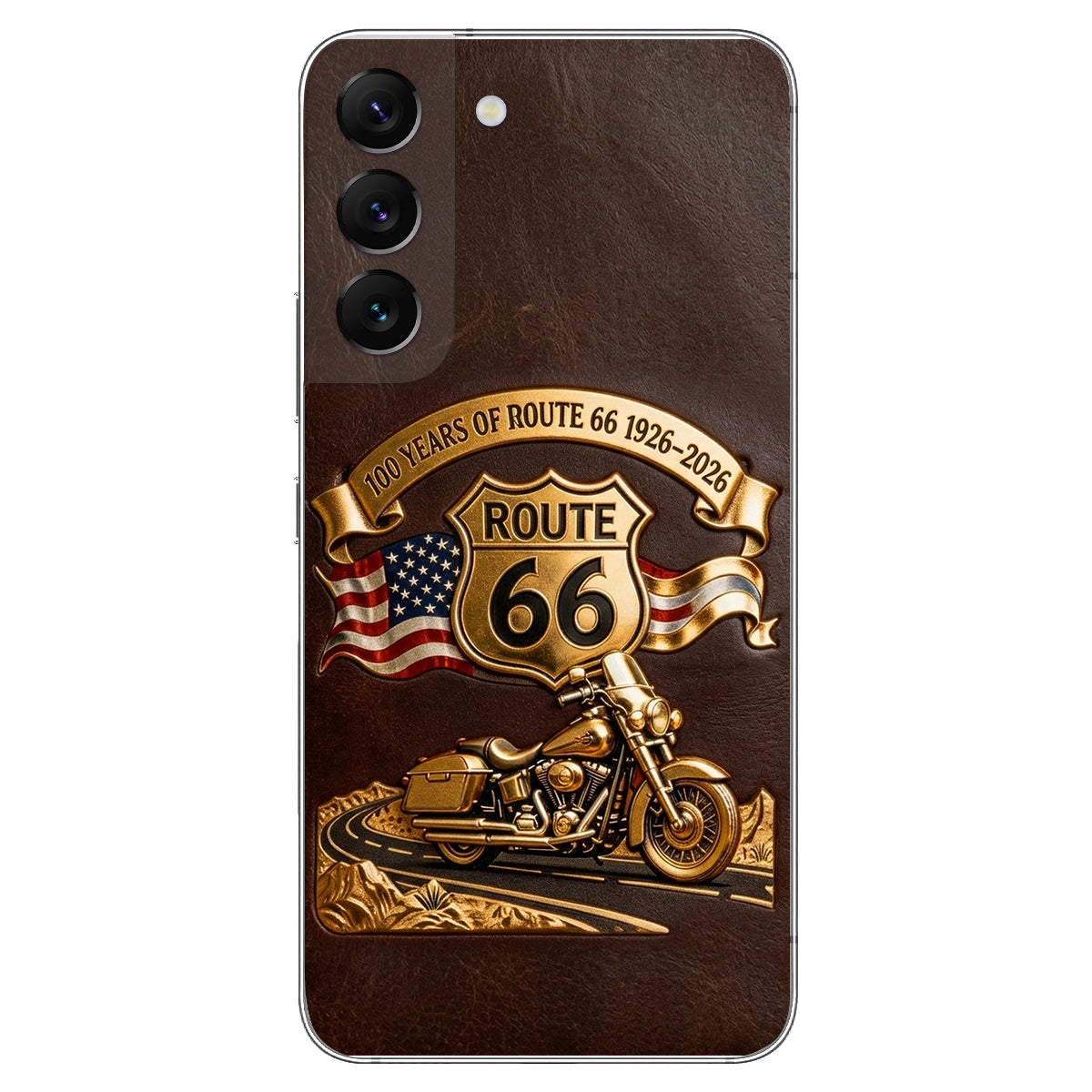 100 Years Of Route Personalized Gifts For Bikers - Personalized Biker 3D Embossed Leather Phone Case